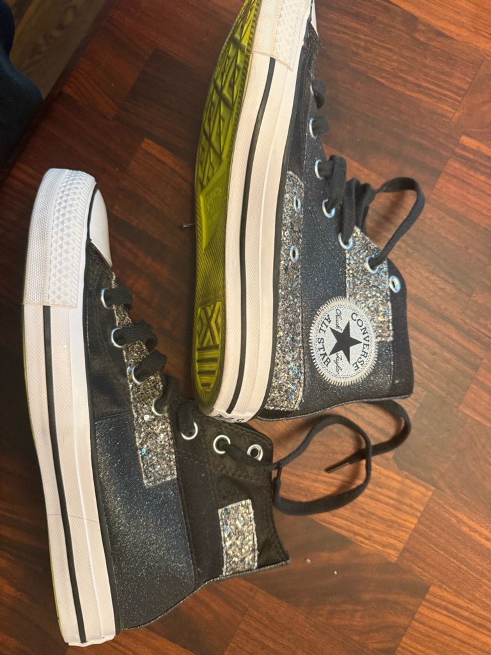 Converse Black Glitter High Top Sneakers - Picture 5 of 10